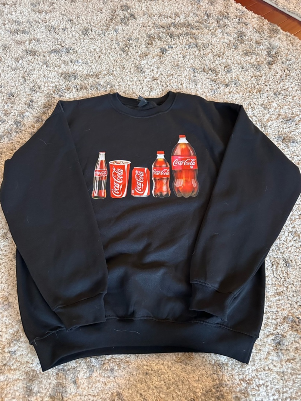 Coca Cola Black Crewneck with Red Bottle & Can Graphic